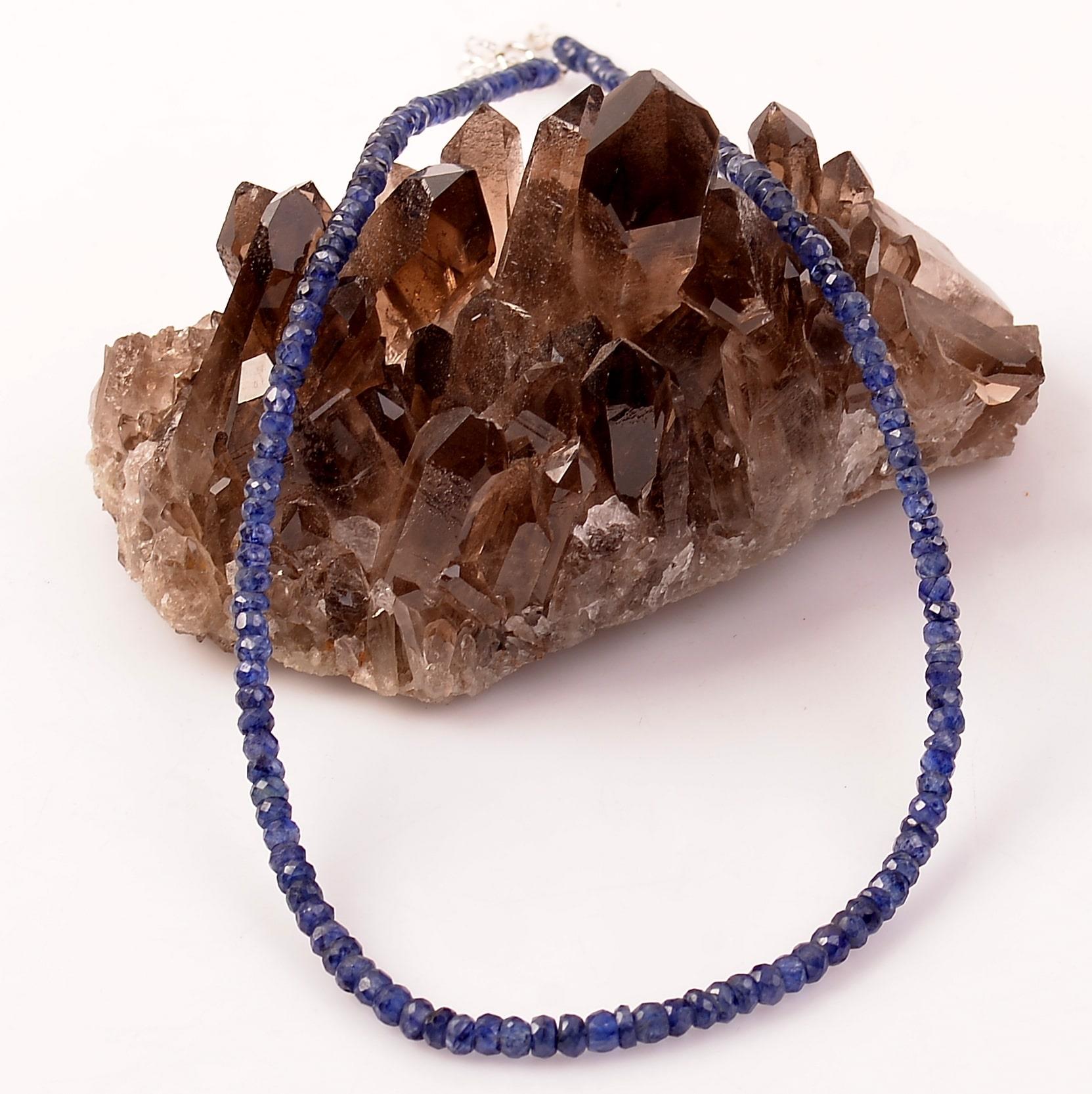 Sapphire Stone Silver Necklace 3 mm