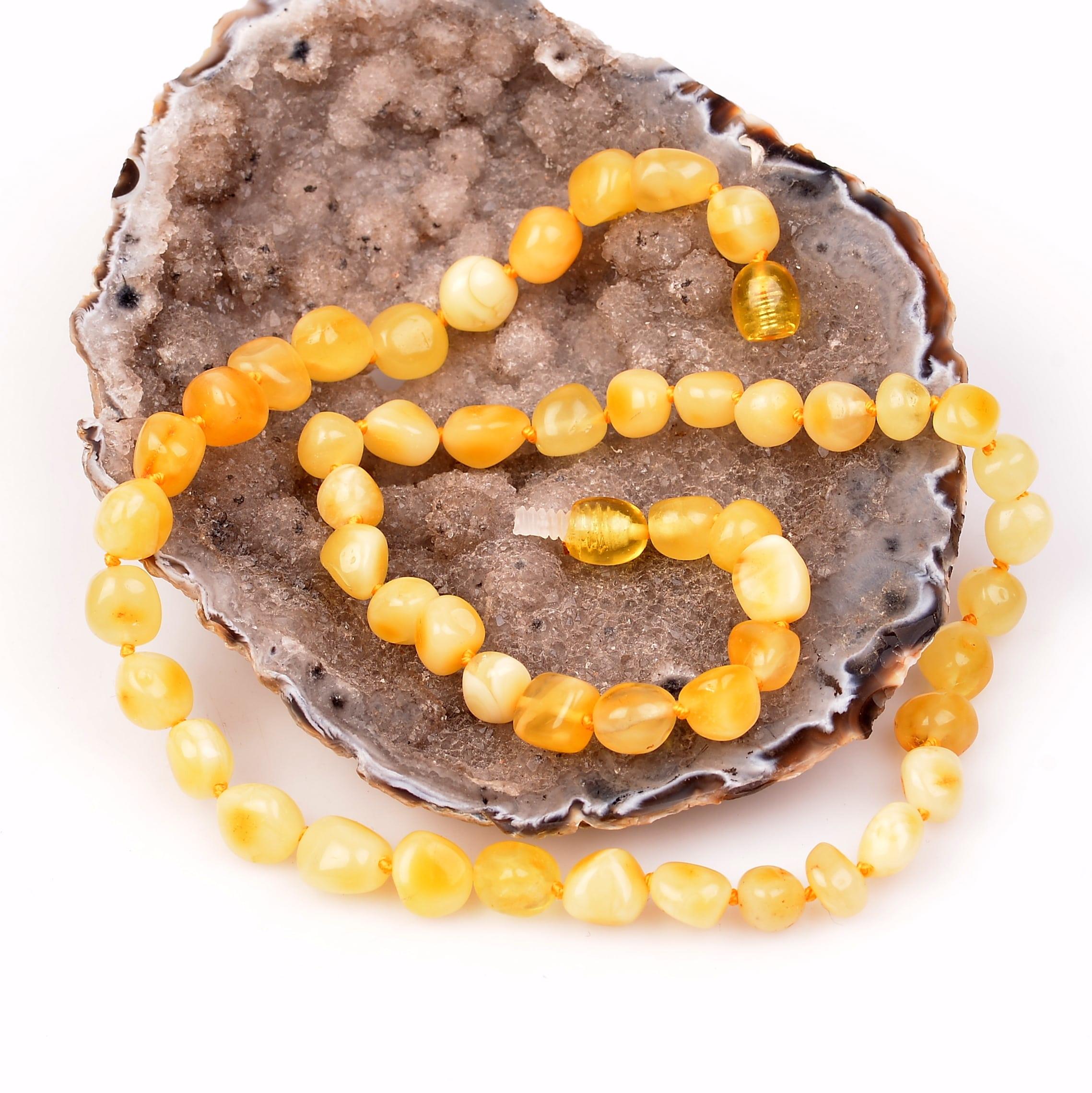 Yellow Color Drop Amber Yetişkin Necklace
