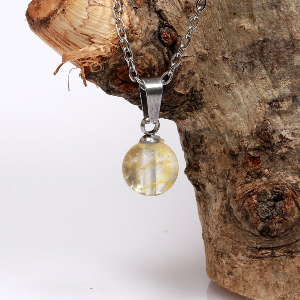 Sarı Topaz Taşı Çelik Kolye - Küçük Boy Sarı Topaz Taşı Çelik Kolye - Küçük Boy