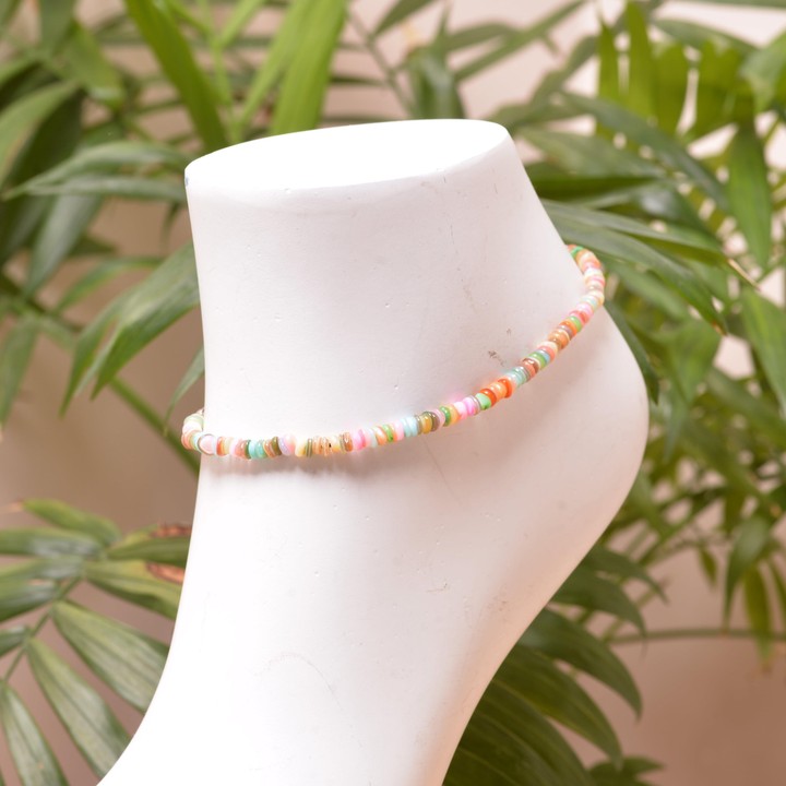 Sedef Taşı Halhal - 4 mm Renkli Sedef - 1