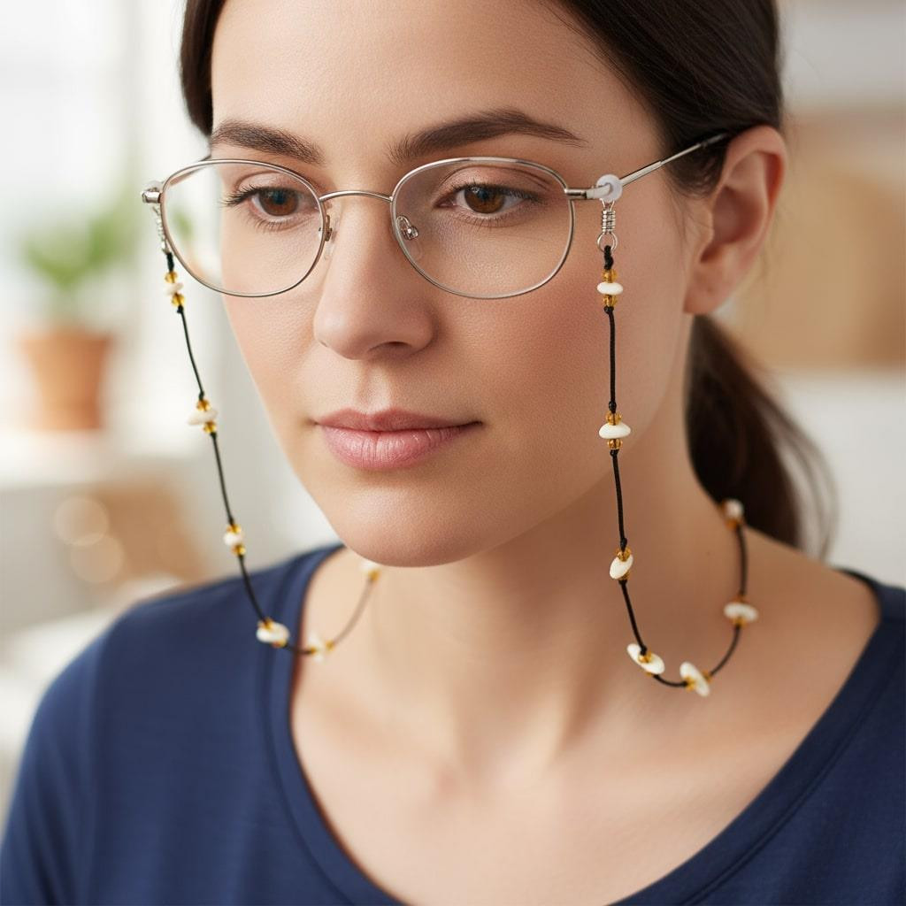 Sedef Taşlı Gözlük Askısı – Doğal Taş Gözlük İpi