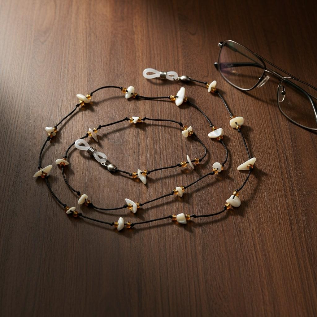 Sedef Taşlı Gözlük Askısı – Doğal Taş Gözlük İpi