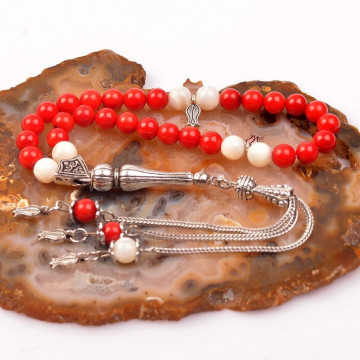 Sedefli Mercan Taşı Tesbih ( 7 mm ) - Boyalı Mercan - 2