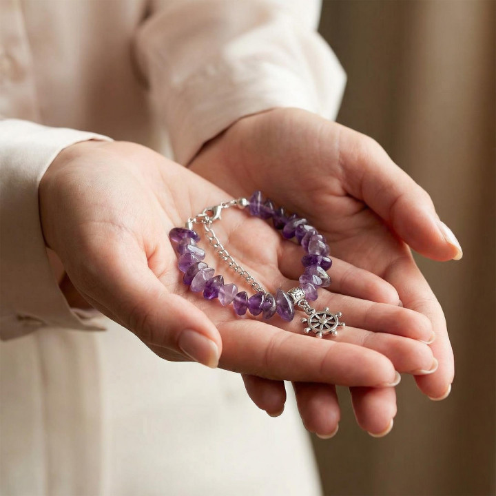 Şekilsiz Ametist Taşı Bileklik