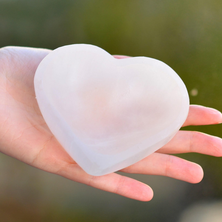 Selenit Taşı Kalp Şeklinde Kase - 10 cm ( Çanak )