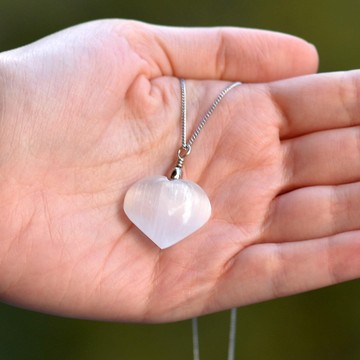 Selenit Taşı Kolye - Kalp Şeklinde - 2
