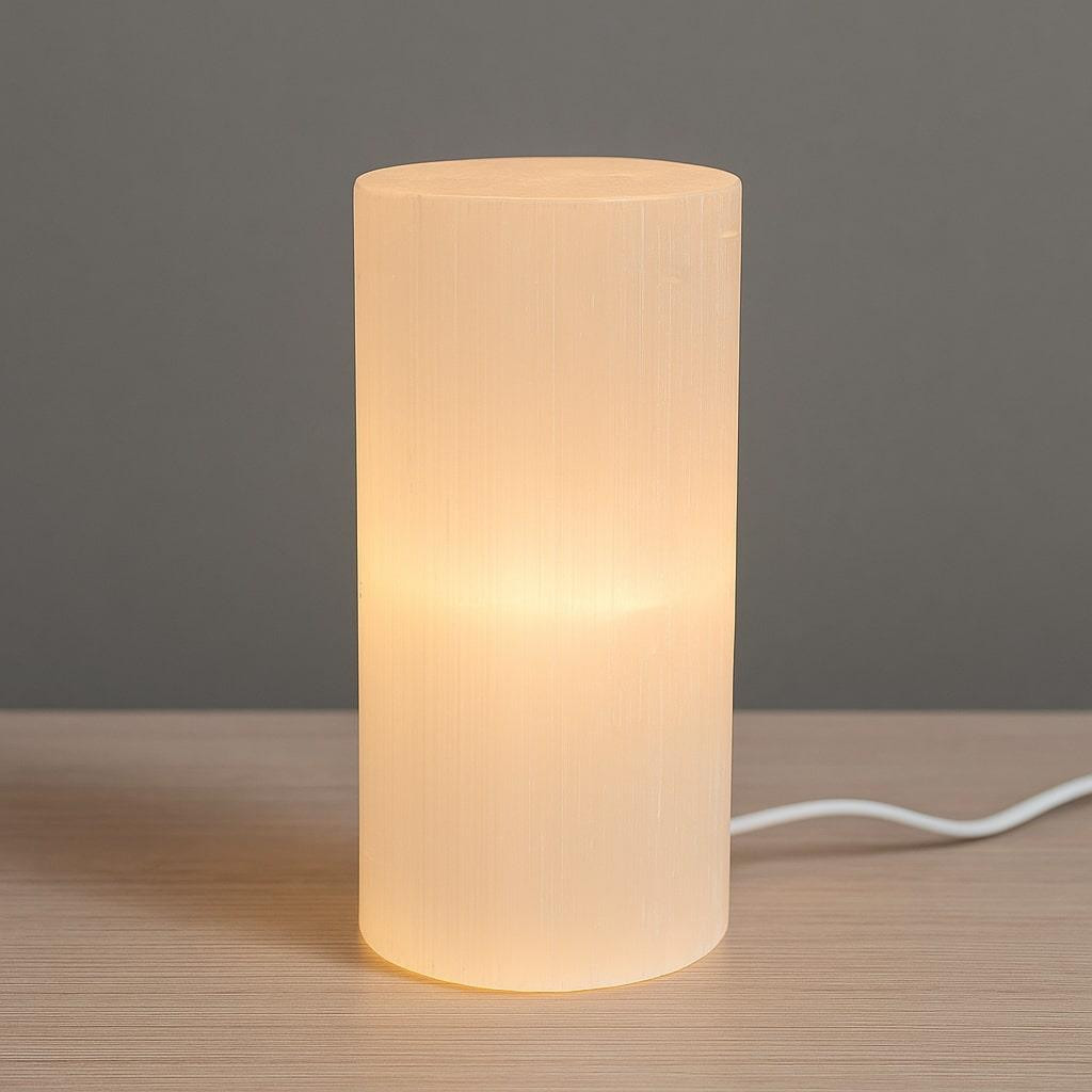 Selenit Taşı Lamba – 20 cm | Doğal Işıltı