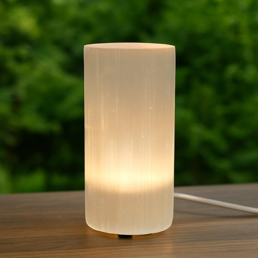 Selenit Taşı Lamba – 20 cm | Doğal Işıltı