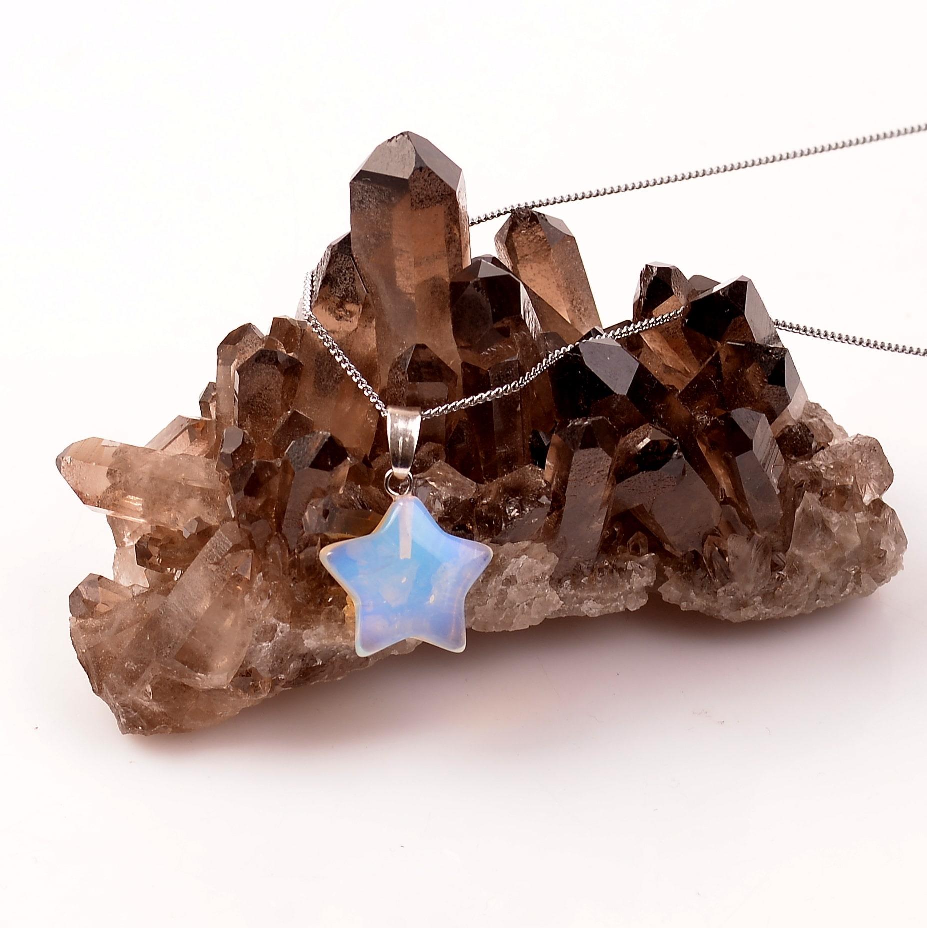 Sentetik Moonstone Star Necklace