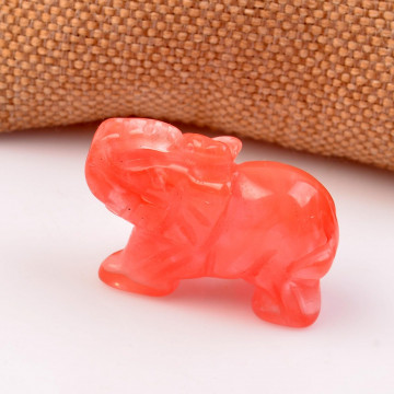 Sentetik Gül Kuvars Taşı Fil Figürü - 2