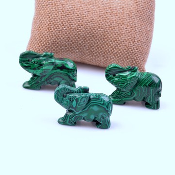 Sentetik Malakit Taşı Fil figürü - 2