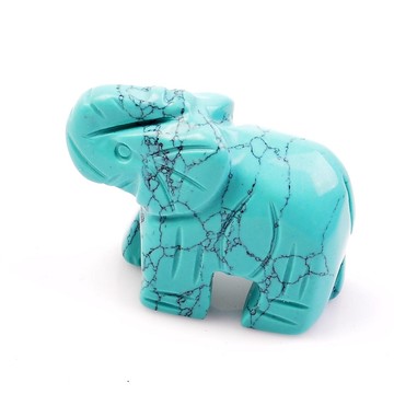 Sentetik Turkuaz Taşı Fil Figürü - 2