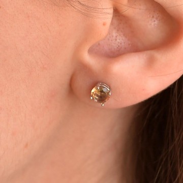 Sentetik Zultanit Taşı Gümüş Küpe - Işığa göre renk değiştiren ürün - 2