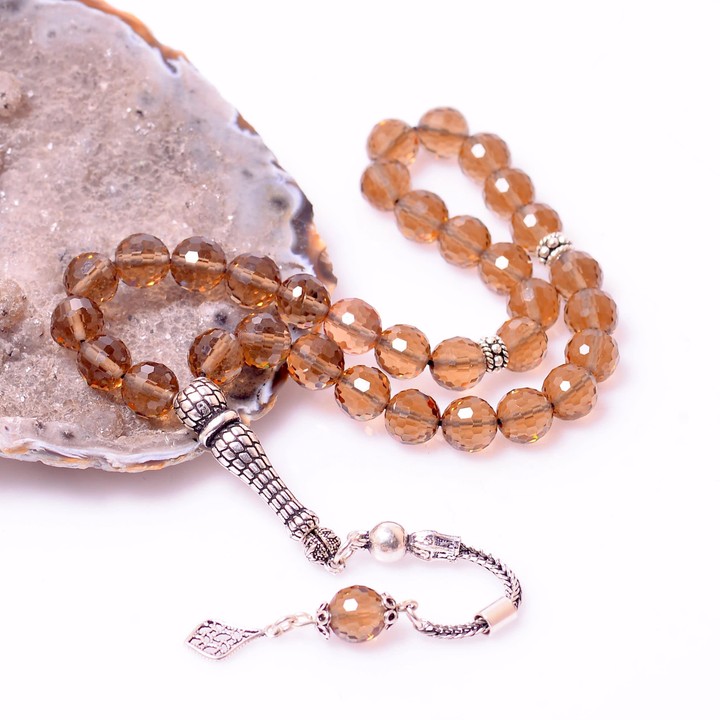 Sentetik Zultanit Taşı Gümüş Tesbih ( 8 mm ) - Renk Değiştiren Ürün