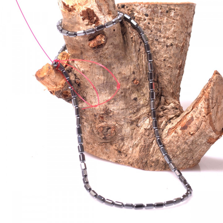 Silindir Kesim Hematit Taşı Dizi - Altı Köşeli - 1