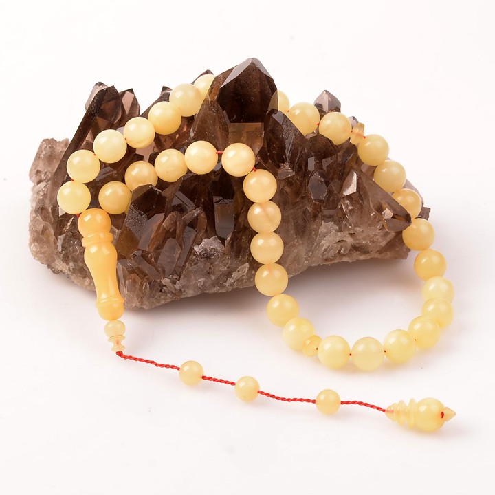 Sistemli Damla Kehribar Tesbih - 8 mm