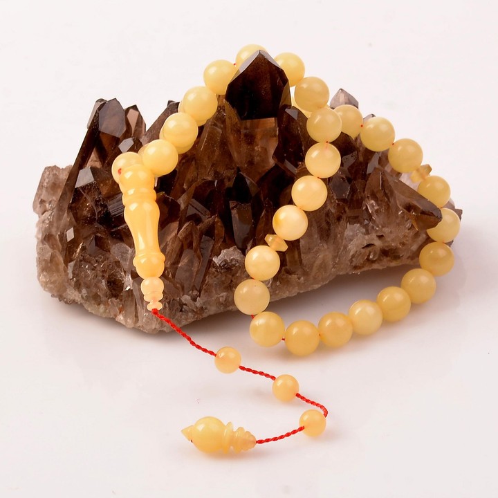 Sistemli Damla Kehribar Tesbih - 8 mm