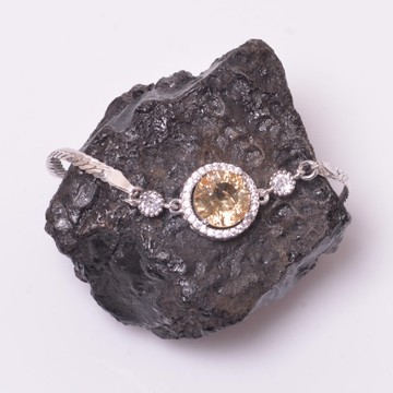 Sitrin Taşı Gümüş Kordonlu Bileklik - 2