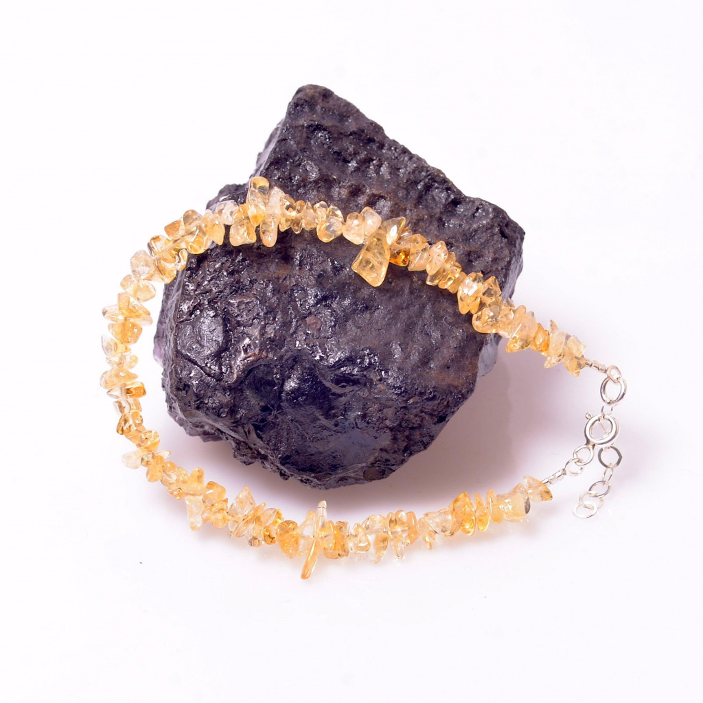 Sitrin Taşı Gümüş Bileklik - Kırık Taş