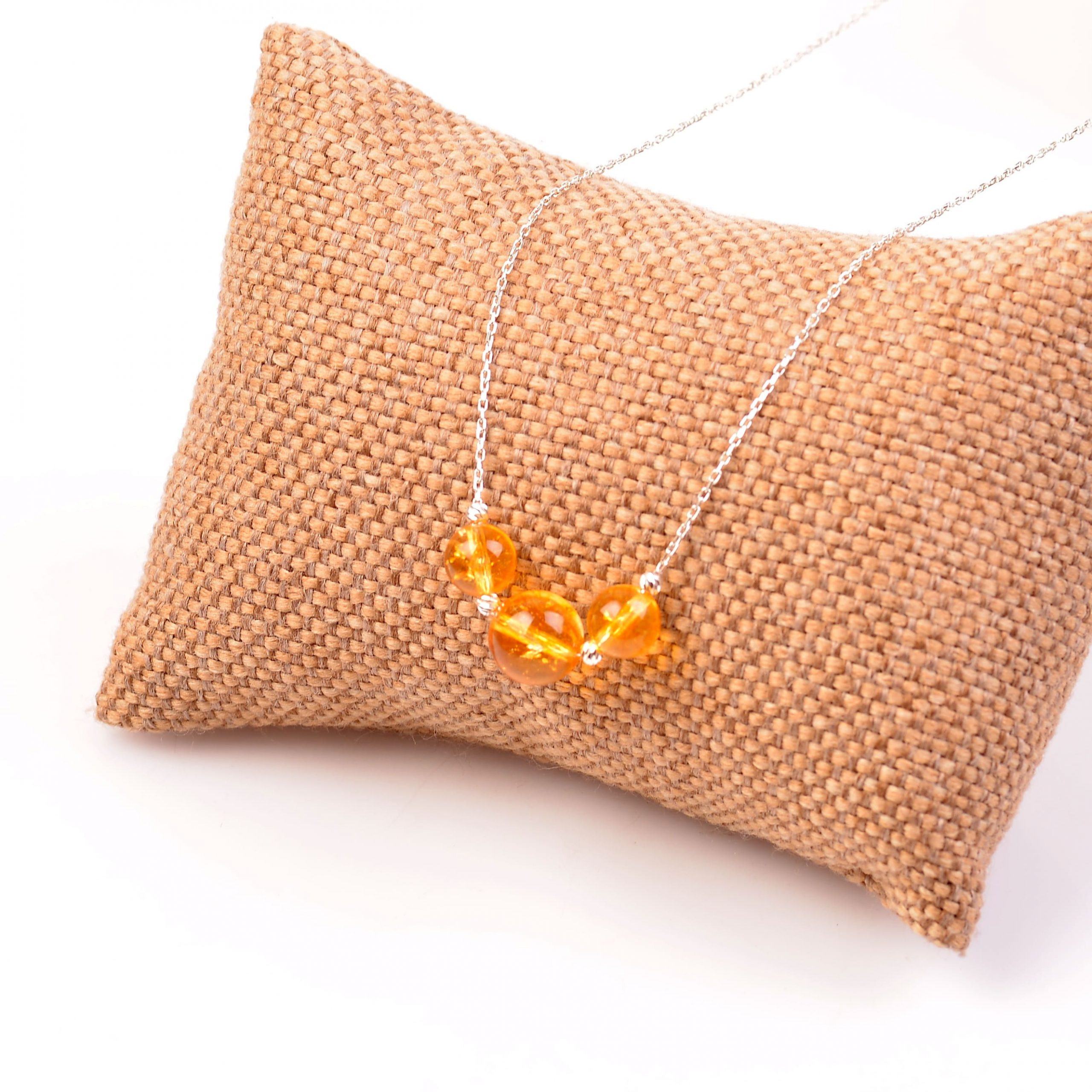 Sitrin Stone Silver Necklace