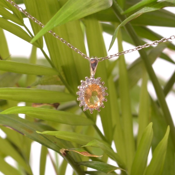 Sitrin Taşı Gümüş Kolye-Anturaj Model