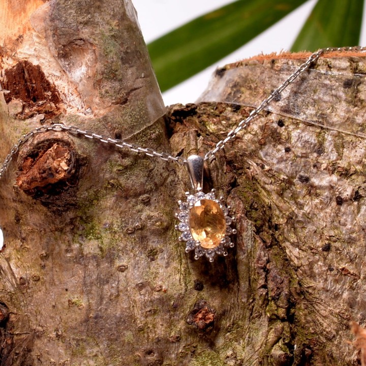 Sitrin Taşı Gümüş Kolye-Anturaj Model