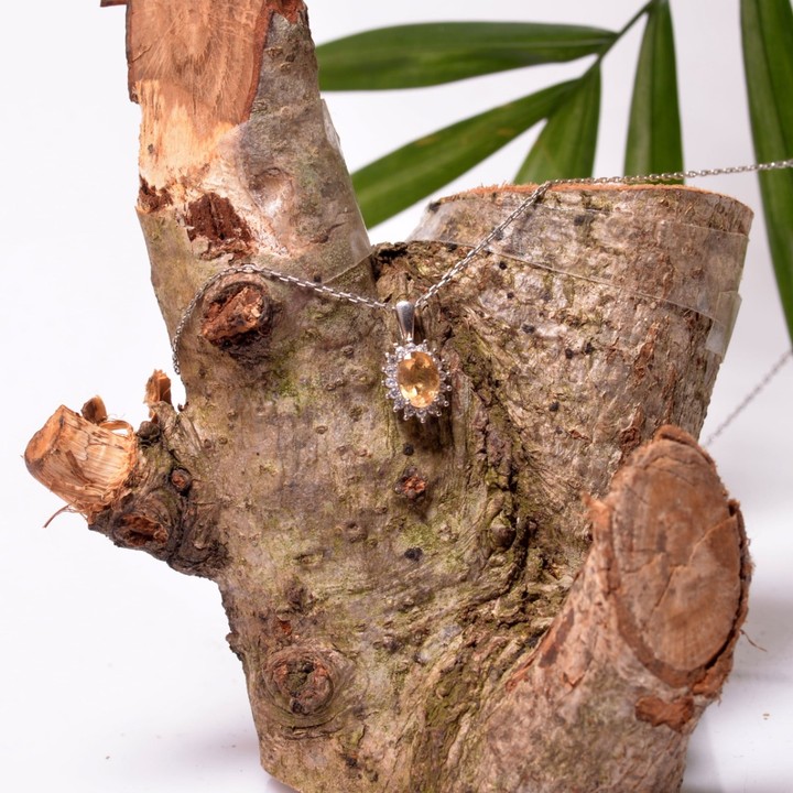 Sitrin Taşı Gümüş Kolye-Anturaj Model