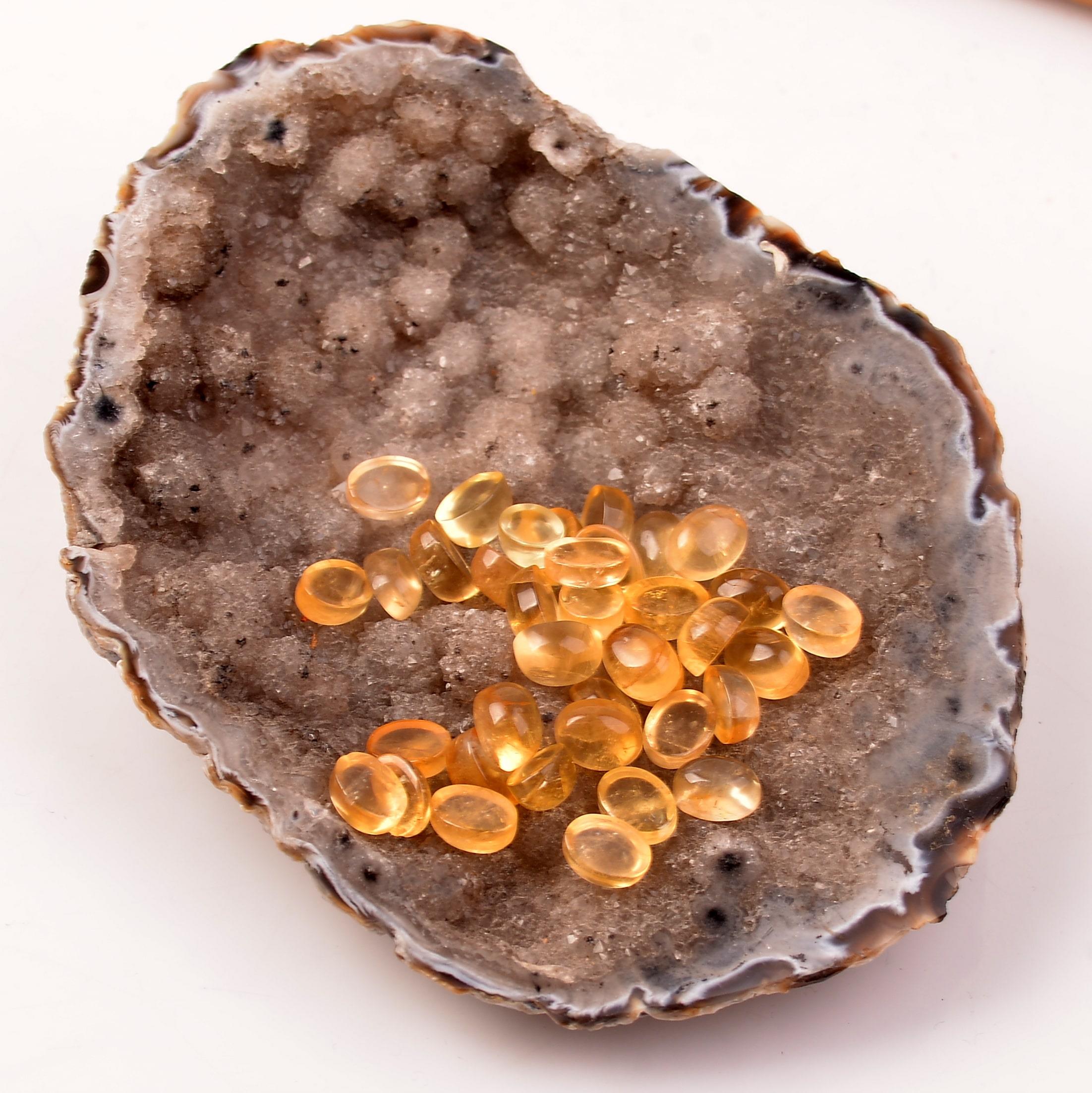 Sitrin Stone Kabaşon 6*8 mm Ring & Necklace Stone