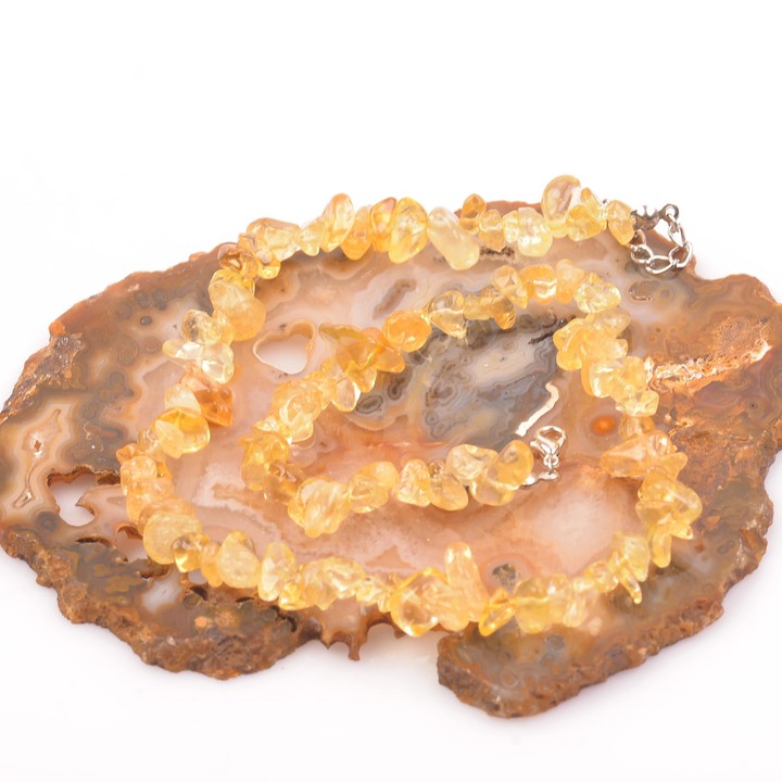 Sitrin Taşı Şekilsiz Kolye - Para Taşı