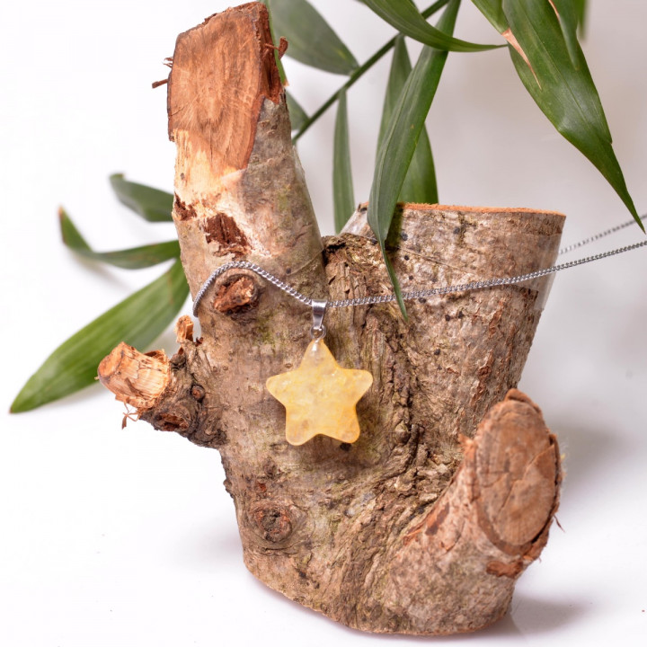 Sitrin Taşı Yıldız Şeklinde Kolye