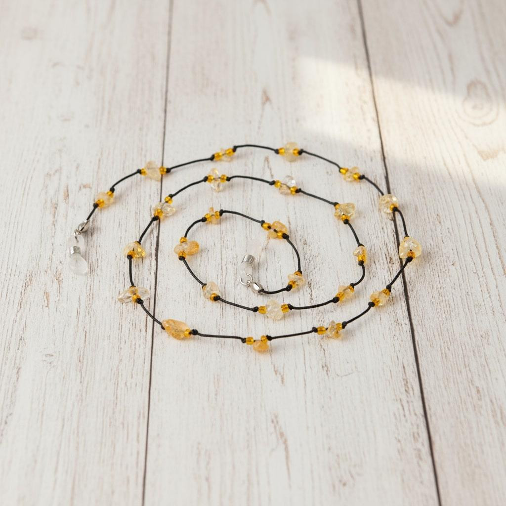 Sitrin Taşlı Gözlük Askısı – Doğal Taş Gözlük İpi