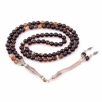 Siyah Akik Taşı Dua Tesbihi - 6 mm - 2