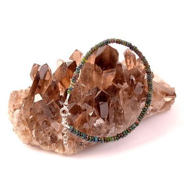 Siyah Opal Taşı Gümüş Bileklik - 3 mm - 2