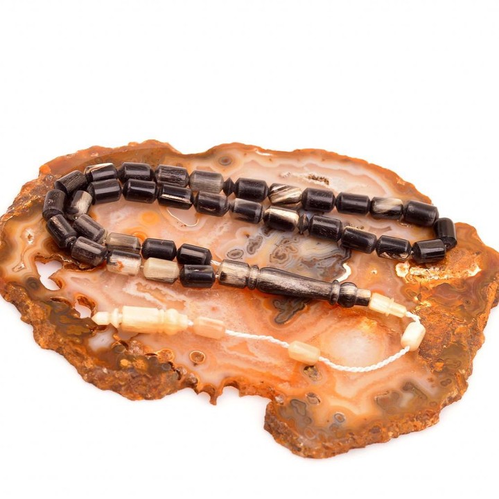 Siyah Renk Kapsül Kesim Koç Boynuzu Tesbih - 2