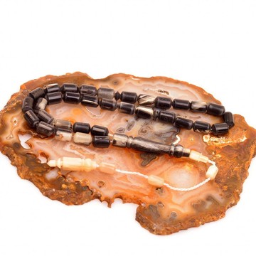 Siyah Renk Kapsül Kesim Koç Boynuzu Tesbih - 2