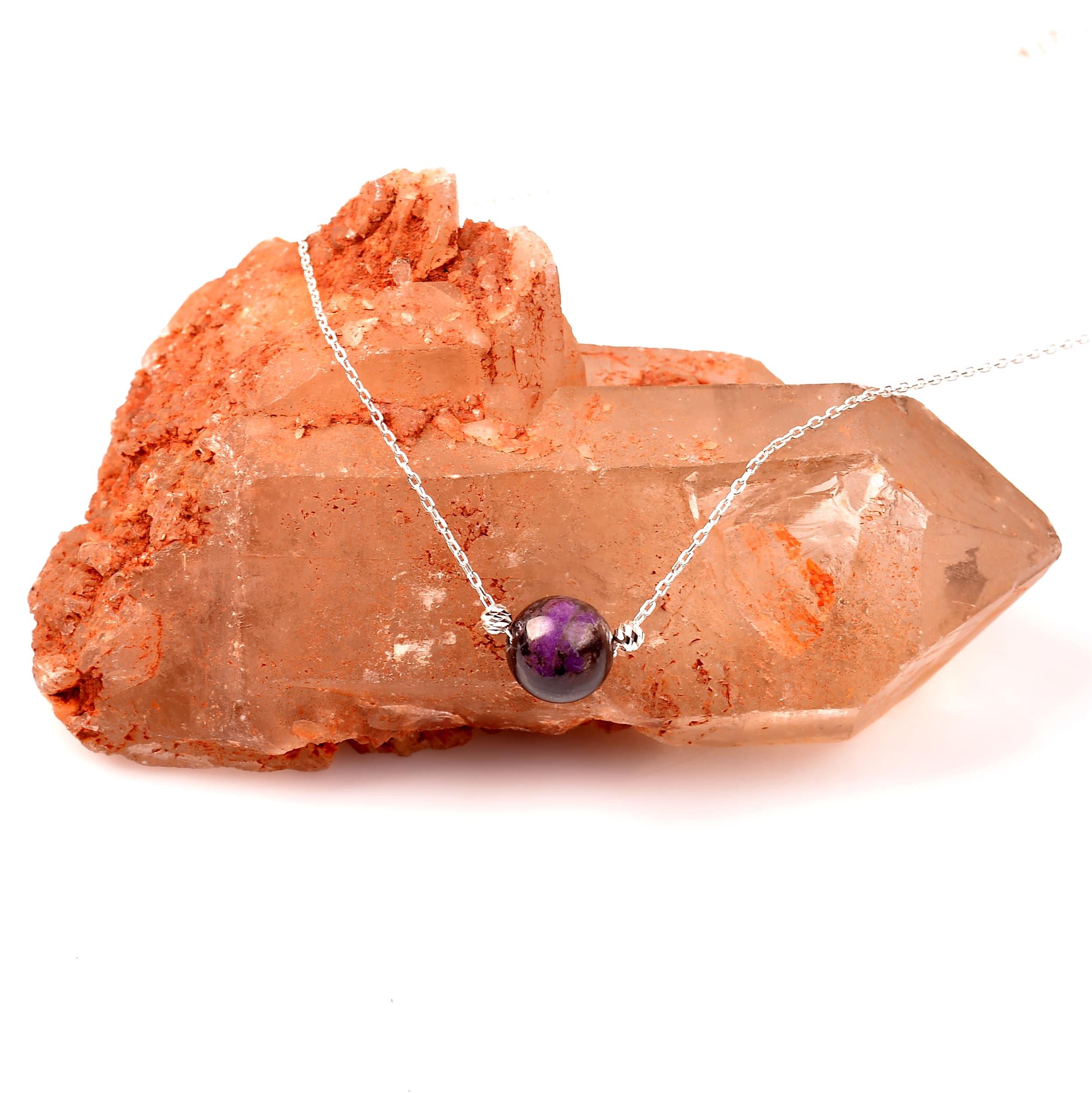 Sugilit Stone Silver Necklace