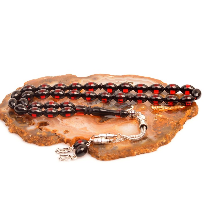 Sürmeli Ateş Kehribarı Tesbih ( 7*10 mm )