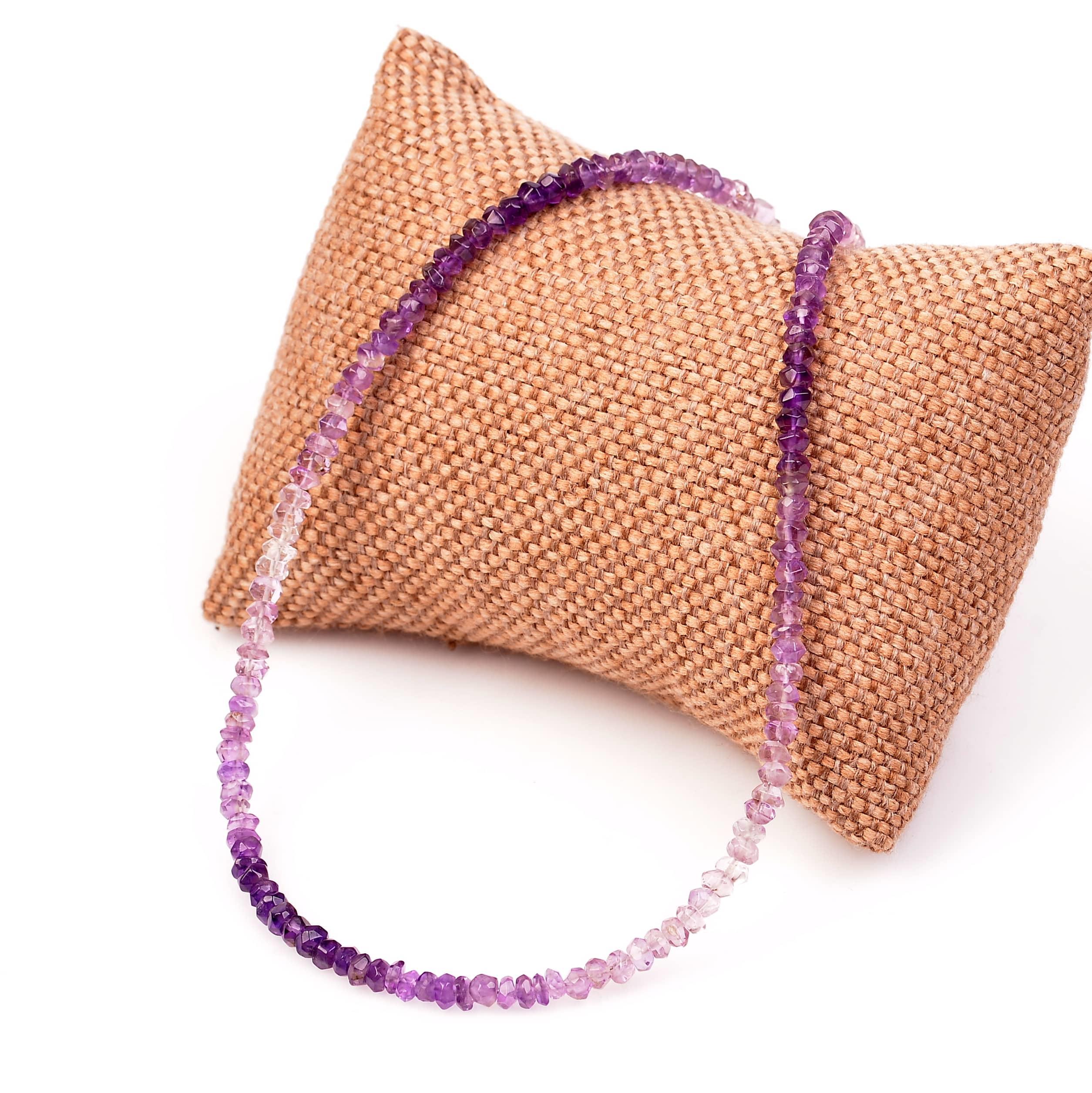 Süzme Color Amethyst Stone Silver Necklace 4 mm
