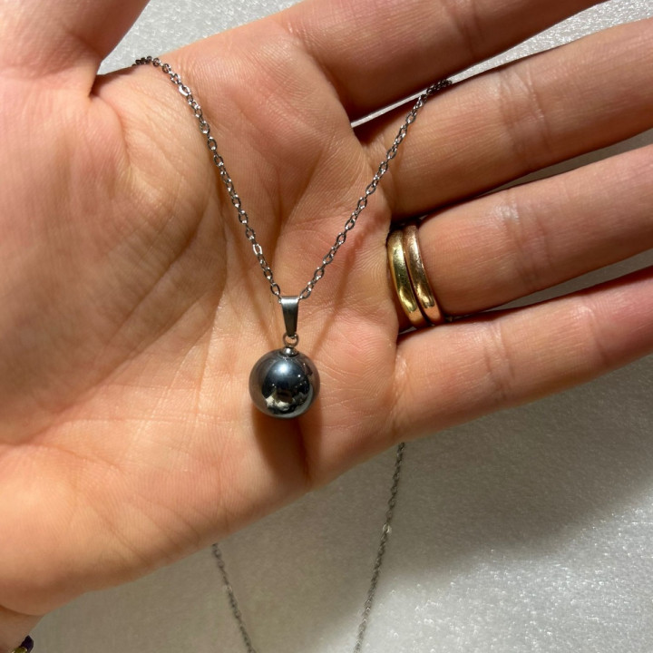 Terahertz Taşı Çelik Kolye - 12 mm