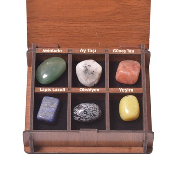 Terazi Burcu Doğal Taş Seti - Ahşap Kutulu - 2
