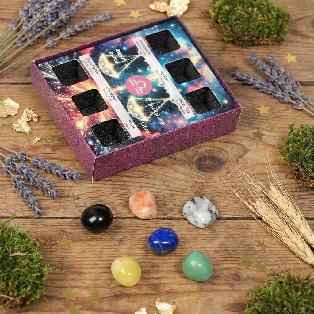 Terazi Burcu Doğal Taş Seti – Karton Kutulu