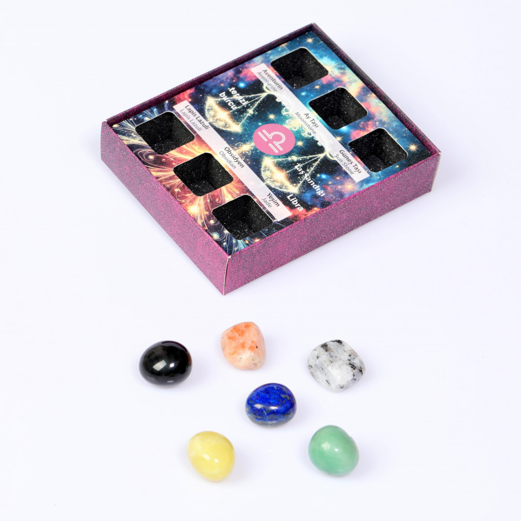 Terazi Burcu Doğal Taş Seti – Karton Kutulu