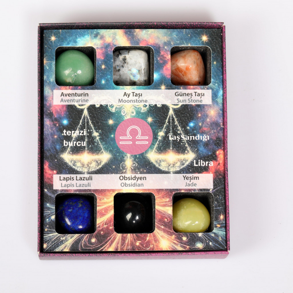 Terazi Burcu Doğal Taş Seti – Karton Kutulu