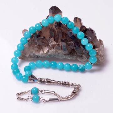 Turkuaz Rengi Jade Taşı Tesbih - 8 mm - 2