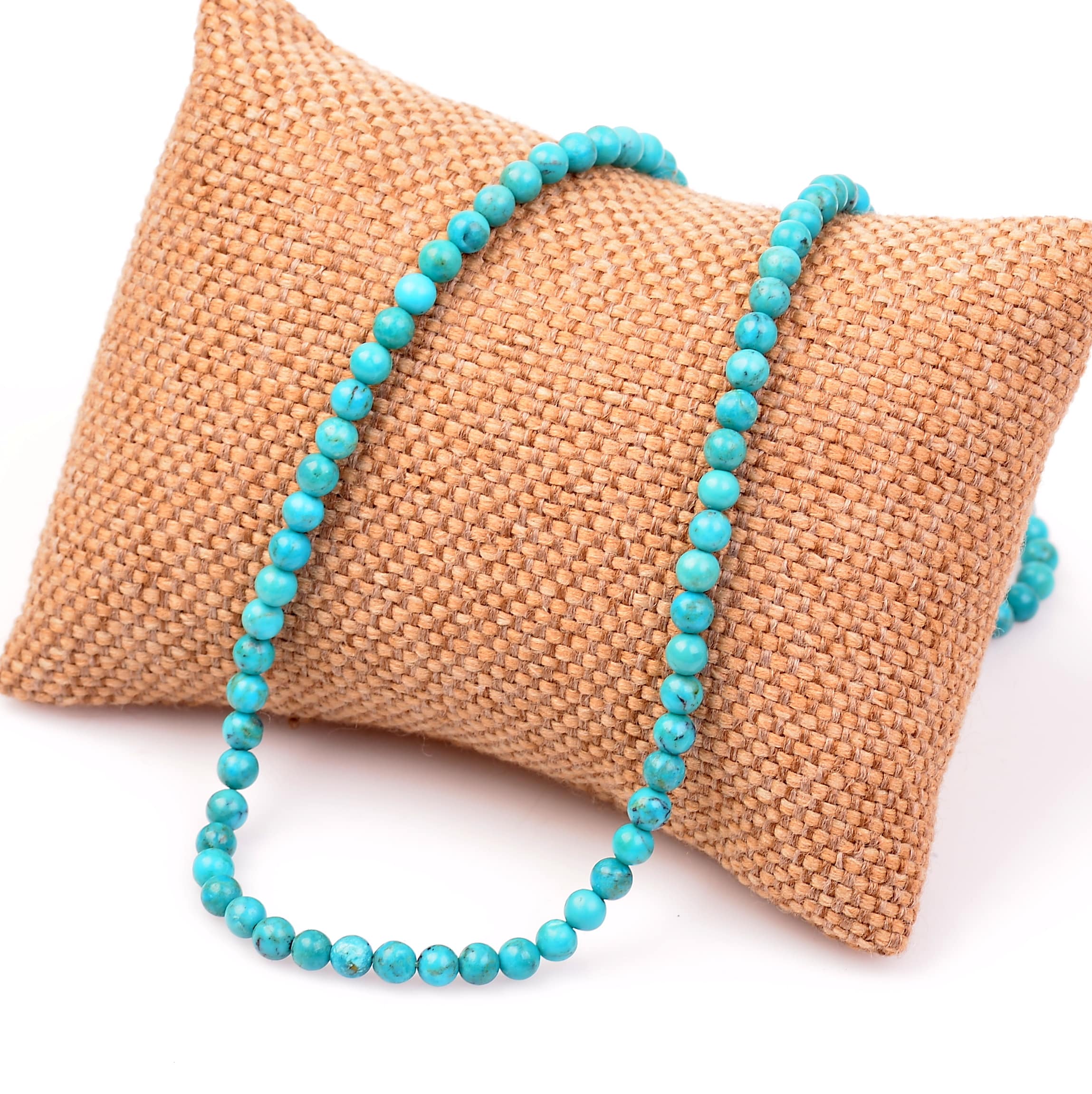 Boyasız Turquoise Stone Dizi Necklace 4 mm Silver Klips