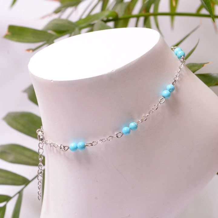 Turkuaz Taşı Halhal - Kararmaz Zincirli - 1