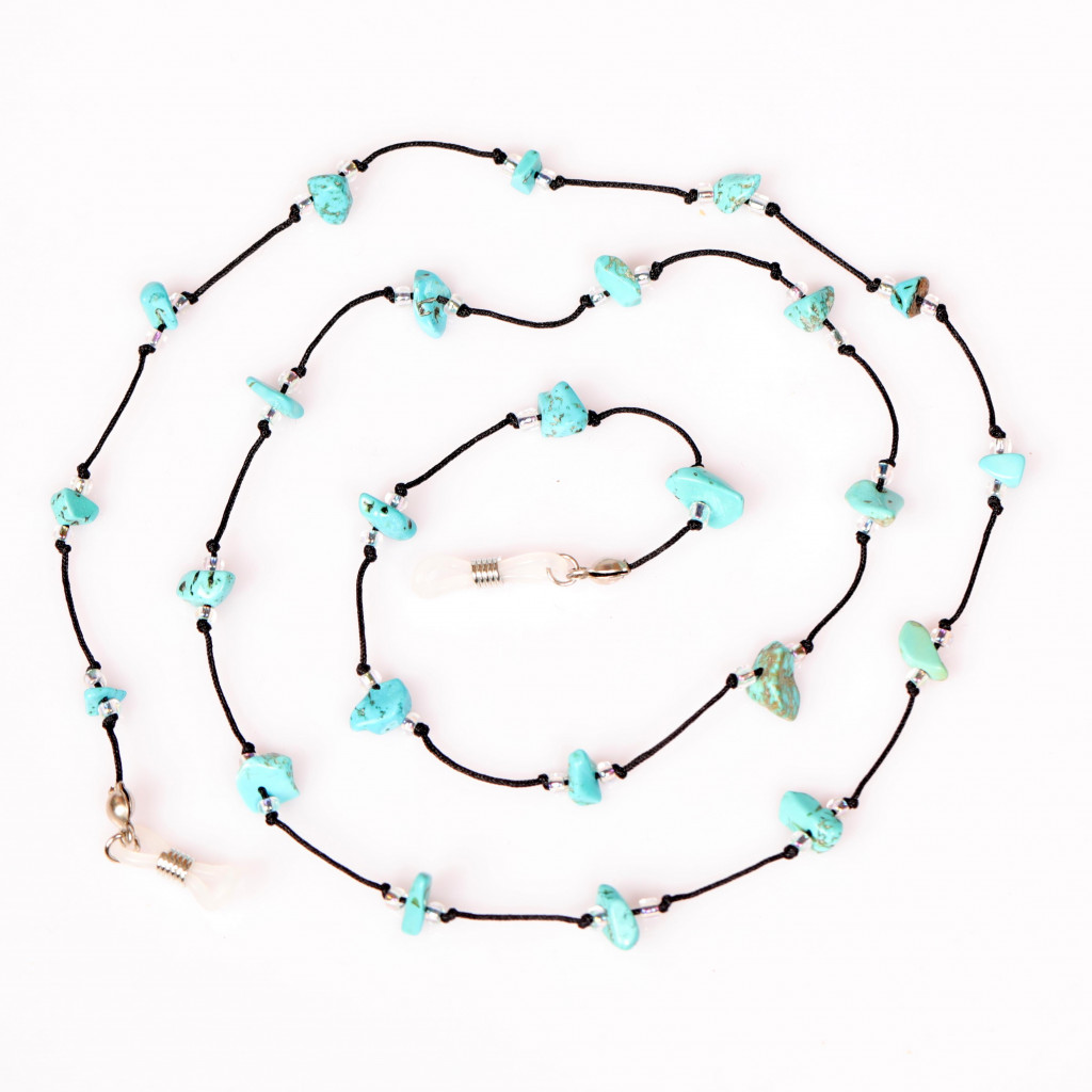 Turkuaz Taşlı Gözlük Askısı – Doğal Taş Gözlük İpi