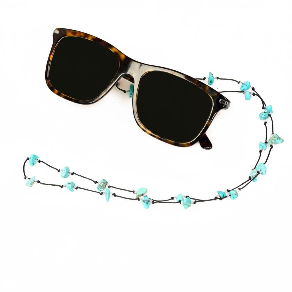 Turkuaz Taşlı Gözlük Askısı – Doğal Taş Gözlük İpi
