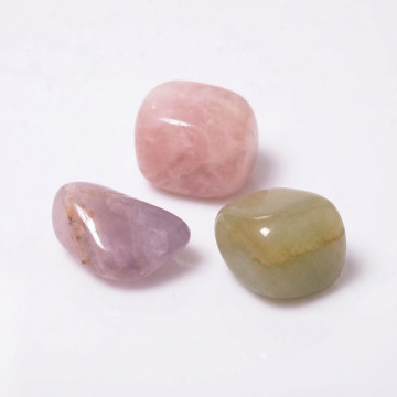 Üç Adet Doğal Taş Kütle - Açık Renkli Ametist - Pembe Kuvars - Aventurin Taşı