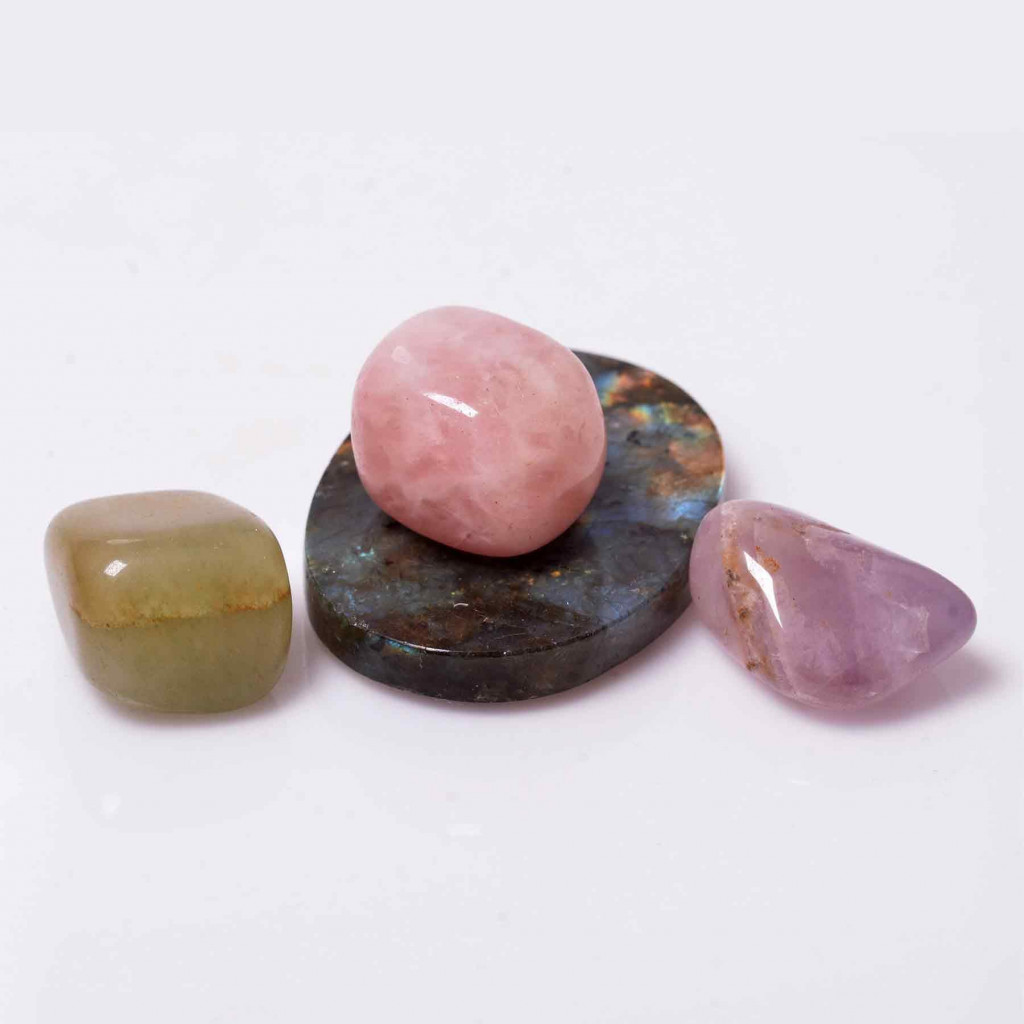 Üç Adet Doğal Taş Kütle - Açık Renkli Ametist - Pembe Kuvars - Aventurin Taşı